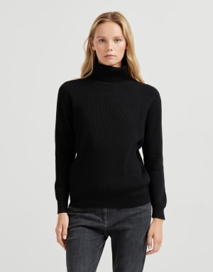Jersey de punto canalé inglés Negro Mujer - Brunello Cucinelli