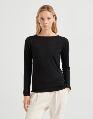 Cashmere and silk Sparkling sweater Black Woman - Brunello Cucinelli