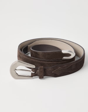 Suede belt Rust Brown Woman - Brunello Cucinelli