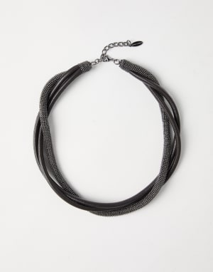 Ожерелье-чокер Precious из кожи Чёрный Женщина - Brunello Cucinelli