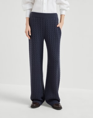 Cashmere knit trousers Blue Woman - Brunello Cucinelli