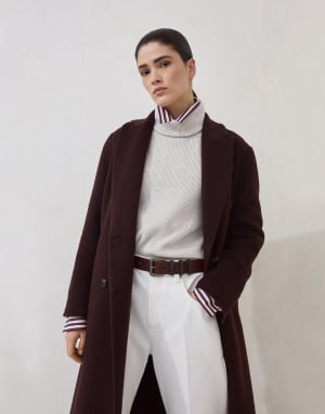 Glossy hammered calfskin belt Burgundy Woman - Brunello Cucinelli