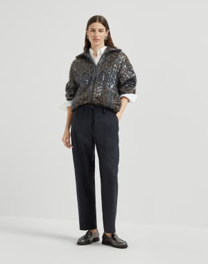 Straight Crop trousers Lignite Grey Woman - Brunello Cucinelli