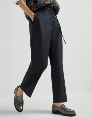 Straight Crop trousers Lignite Grey Woman - Brunello Cucinelli