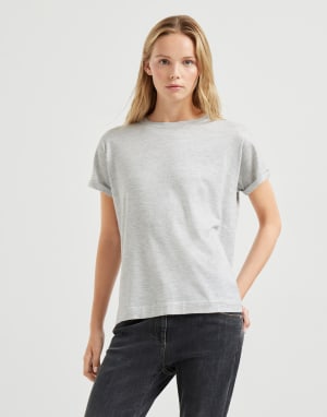 Cashmere and silk lightweight sweater Light Grey Woman - Brunello Cucinelli