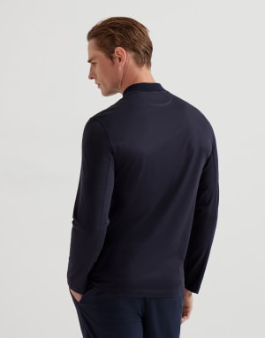 Jersey mock neck T-shirt Navy Blue Man - Brunello Cucinelli