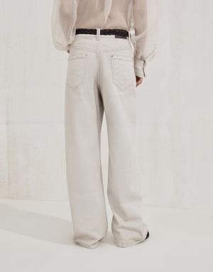 Pantalón Loose Barrel Beige Claro Mujer - Brunello Cucinelli