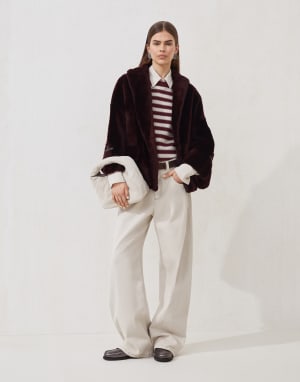 Pantalón Loose Barrel Beige Claro Mujer - Brunello Cucinelli