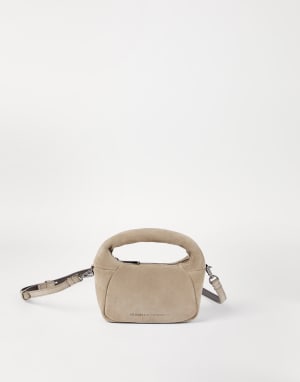 Mini suede BC Duo Hobo bag Light Grey Woman - Brunello Cucinelli