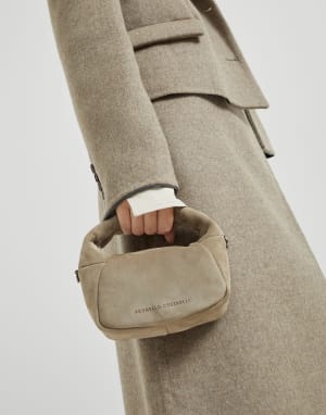 Mini suede BC Duo Hobo bag Light Grey Woman - Brunello Cucinelli