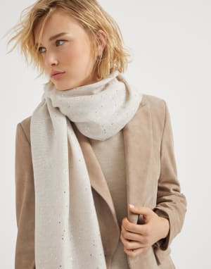 Sciarpa in cashmere e seta Diamante Avena Donna - Brunello Cucinelli