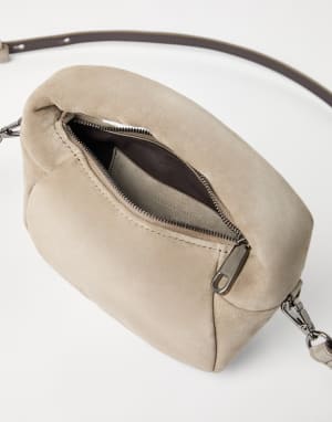 Mini suede BC Duo Hobo bag Light Grey Woman - Brunello Cucinelli