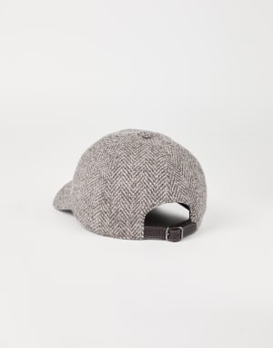 Tweed baseball cap with monili Brown Woman - Brunello Cucinelli