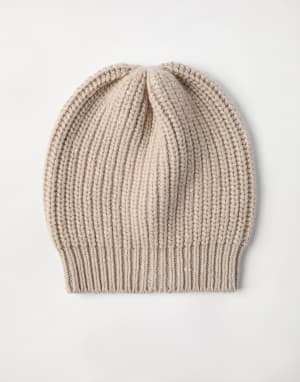 Strickmütze aus Kaschmir und Seide Beige Damen - Brunello Cucinelli