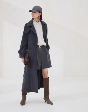 Cashmere and silk diamond yarn sweater Cool Beige Woman - Brunello Cucinelli