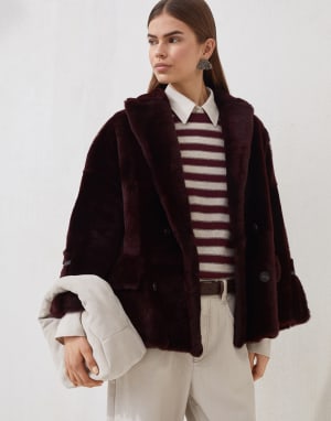 Petit sac Hobo BC Duo en daim Écru Femme - Brunello Cucinelli