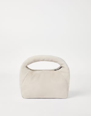 Petit sac Hobo BC Duo en daim Écru Femme - Brunello Cucinelli