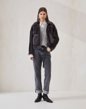 Pull sans manches Dazzling Net Gris Clair Femme - Brunello Cucinelli