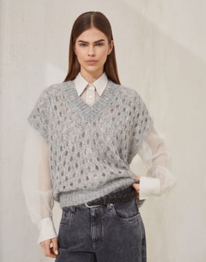 Жилет Dazzling Net Светло-Серый Женщина - Brunello Cucinelli