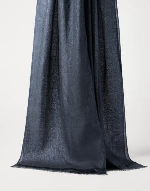 Cashmere and silk sparkling scarf Blue Woman - Brunello Cucinelli