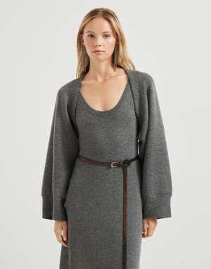 Cashmere double knit shrug Lead Woman - Brunello Cucinelli