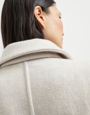 Abrigo en tela de paño Cozy de cachemir Beige Claro Mujer - Brunello Cucinelli
