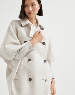 Abrigo en tela de paño Cozy de cachemir Beige Claro Mujer - Brunello Cucinelli