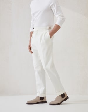 Брюки классического кроя из габардина Панама Мужчина - Brunello Cucinelli