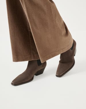 Chelsea boots with monili Pine Cone Brown Woman - Brunello Cucinelli