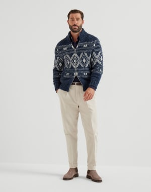 Flannel chevron shirt Navy Blue Man - Brunello Cucinelli