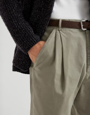 Double pleated trousers Khaki Man - Brunello Cucinelli
