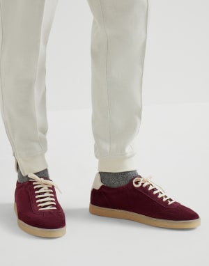 绒面革胶底鞋 苋菜紫 男款 - Brunello Cucinelli