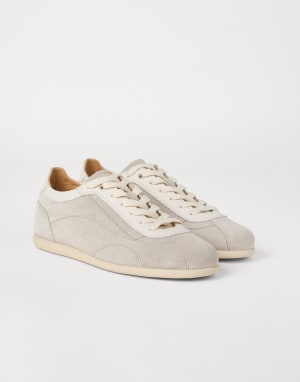 Sneakers aus Veloursleder Kreidefarben Herren - Brunello Cucinelli