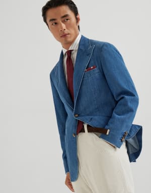牛仔布夹克 中牛仔色 男款 - Brunello Cucinelli