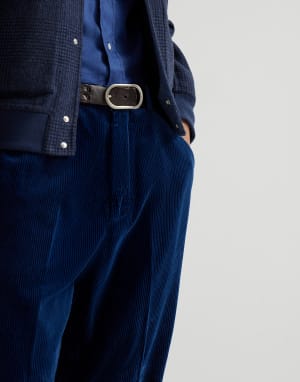 Брюки свободного кроя из бархата Синий Мужчина - Brunello Cucinelli