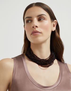 玻璃和纯银项圈 棕色 女款 - Brunello Cucinelli