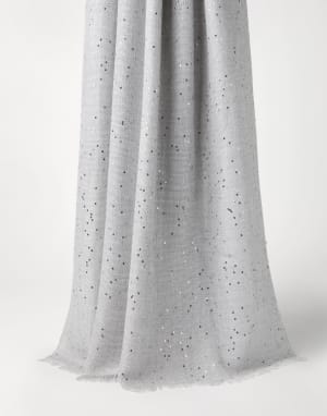【美品】ブルネロクチネリ 大判 ストール ダイヤモンドスパンコール ホワイト レディース デザイナーズ スカーフ | Brunello Cucinelli