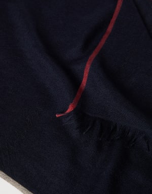 Bufanda con orillo Azul Aviación Hombre - Brunello Cucinelli