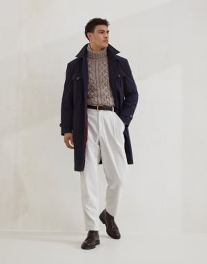 Cable knit turtleneck sweater Hazelnut Man - Brunello Cucinelli