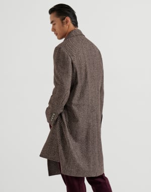 Chevron flannel coat Brown Man - Brunello Cucinelli