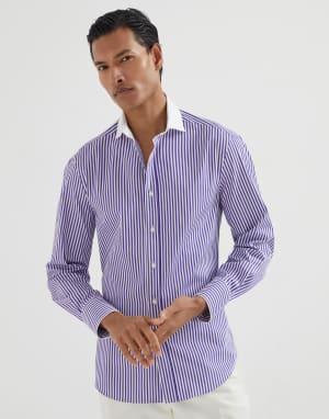 Shirt with white collar Purple Man - Brunello Cucinelli