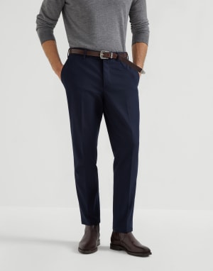 Gabardine trousers Avio Blue Man - Brunello Cucinelli