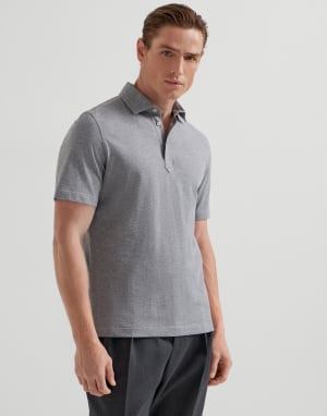 Polo with shirt collar Grey Man - Brunello Cucinelli