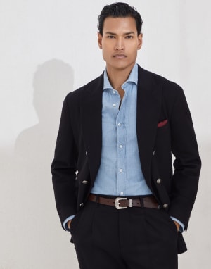 青年布衬衫 中牛仔色 男款 - Brunello Cucinelli