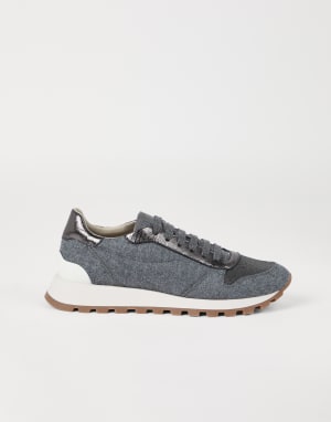 Flannel runners with monili Lead Woman - Brunello Cucinelli