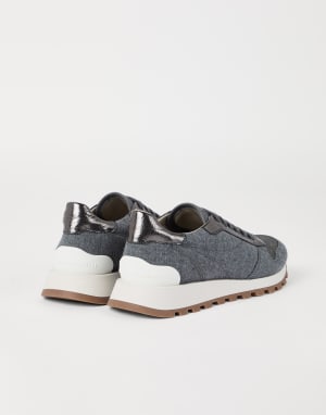 Flannel runners with monili Lead Woman - Brunello Cucinelli