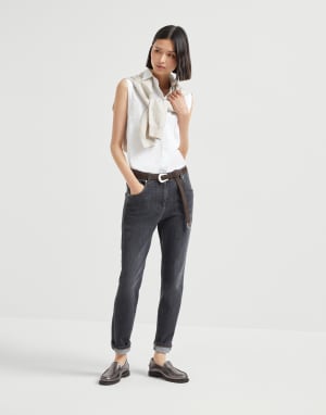 Stretch poplin shirt White Woman - Brunello Cucinelli