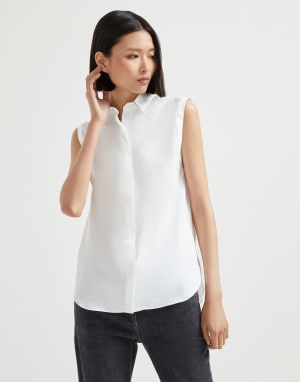 Stretch poplin shirt White Woman - Brunello Cucinelli