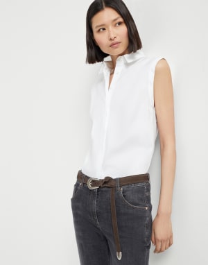 Stretch poplin shirt White Woman - Brunello Cucinelli