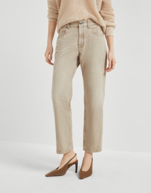 Authentic denim trousers Warm Beige Woman - Brunello Cucinelli